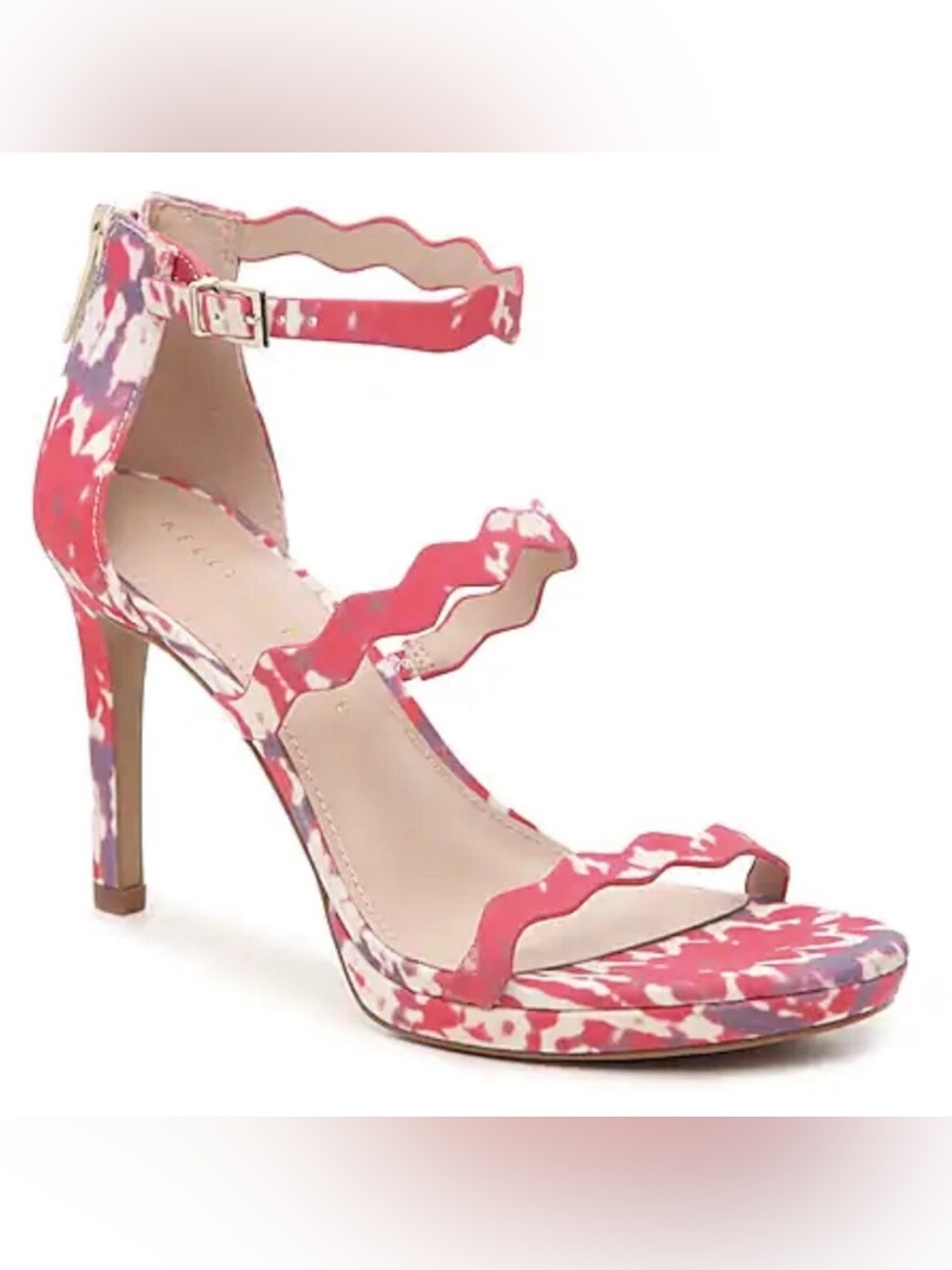 Kelly & Katie Coral , Purple & White Batik Patterned Ruffle Strap Sandals 10M